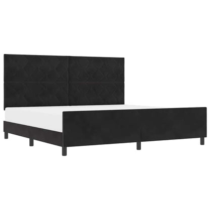 Sengestel Med Hovedgærde Sort 200 X 200 Cm Fløjl - Billede 3