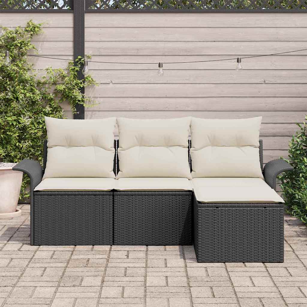 Havesofa Sæt Med Pude Med Opbevaring 4 Dele Poly Rattan - Billede 3