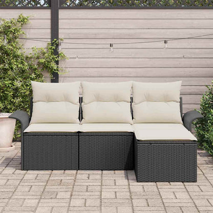 Havesofa Sæt Med Pude Med Opbevaring 4 Dele Poly Rattan - Billede 3