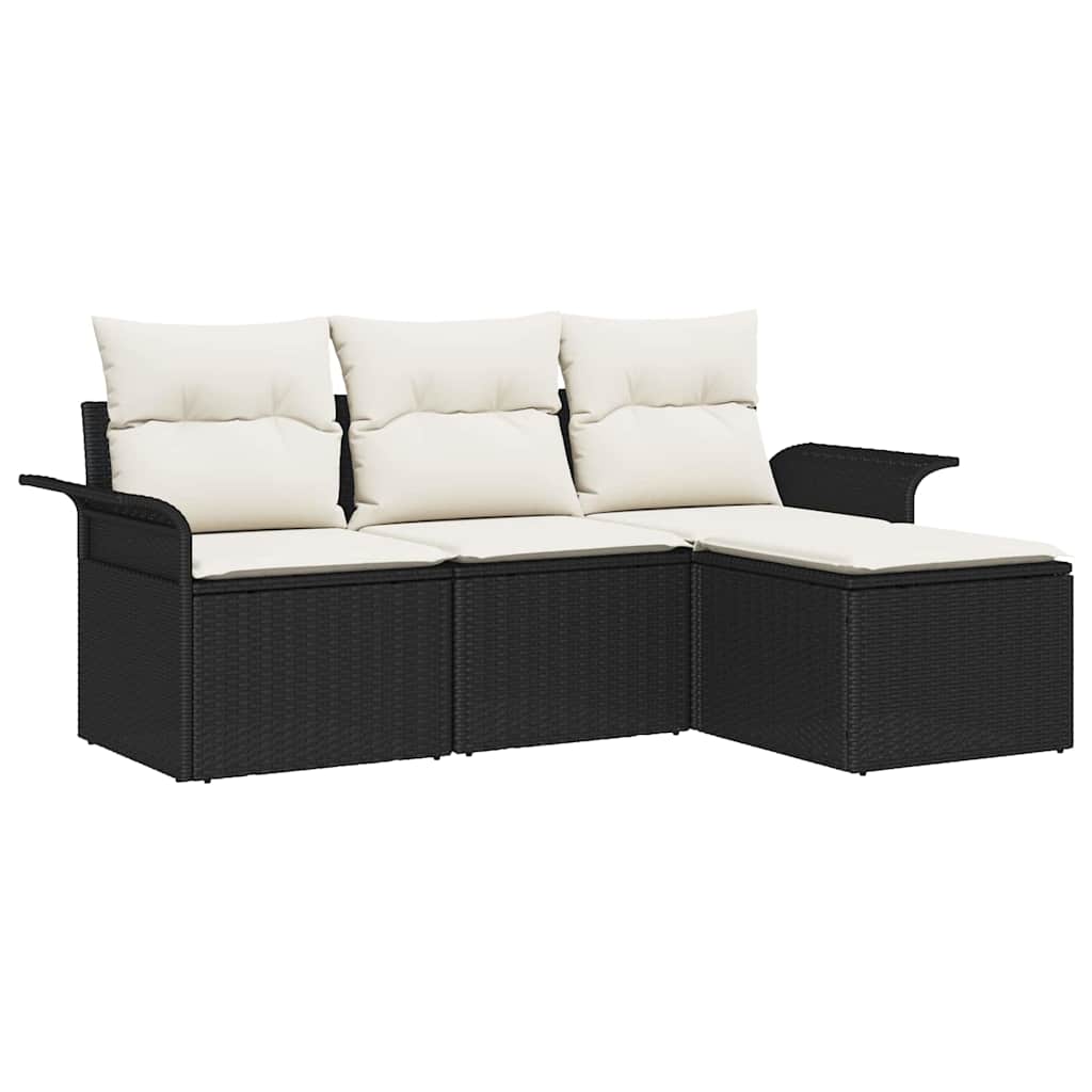 Havesofa Sæt Med Pude Med Opbevaring 4 Dele Poly Rattan - Billede 2