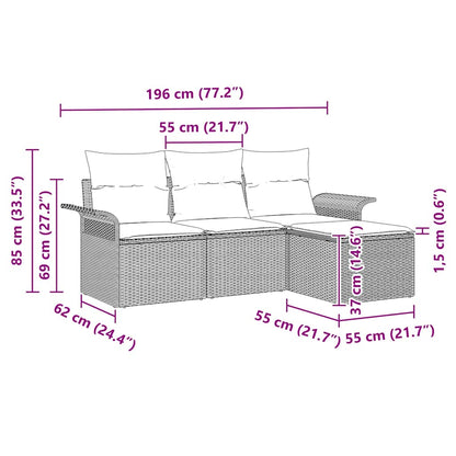 Havesofa Sæt 4 Stk. Polyrattan - Billede 14