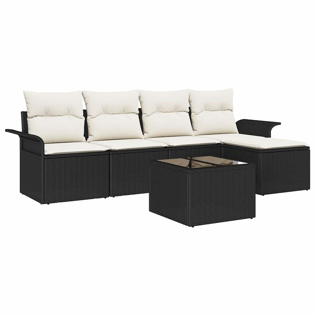 Havesofa Sæt Med Pude Med Opbevaring 6 Dele Polyrattan - Billede 2