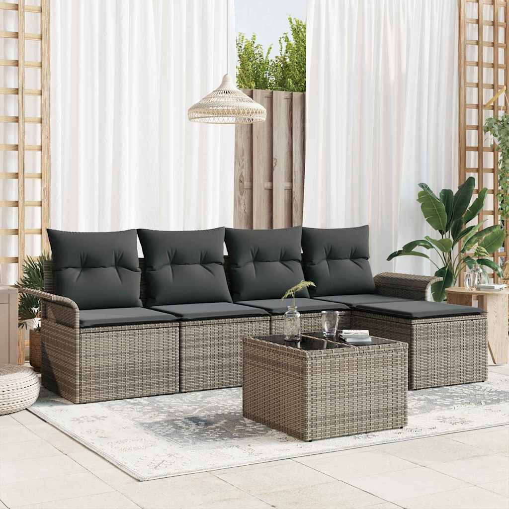 Havesofa Sæt Med Pude Med Opbevaring 6 Dele Polyrattan