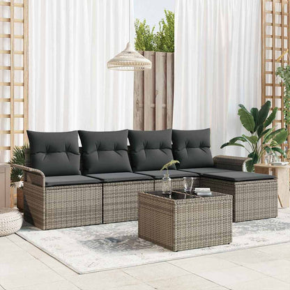 Havesofa Sæt Med Pude Med Opbevaring 6 Dele Polyrattan