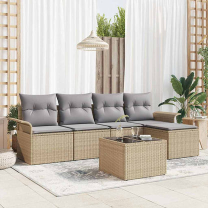 Havesofa Sæt Med Pude Med Opbevaring 6 Dele Polyrattan