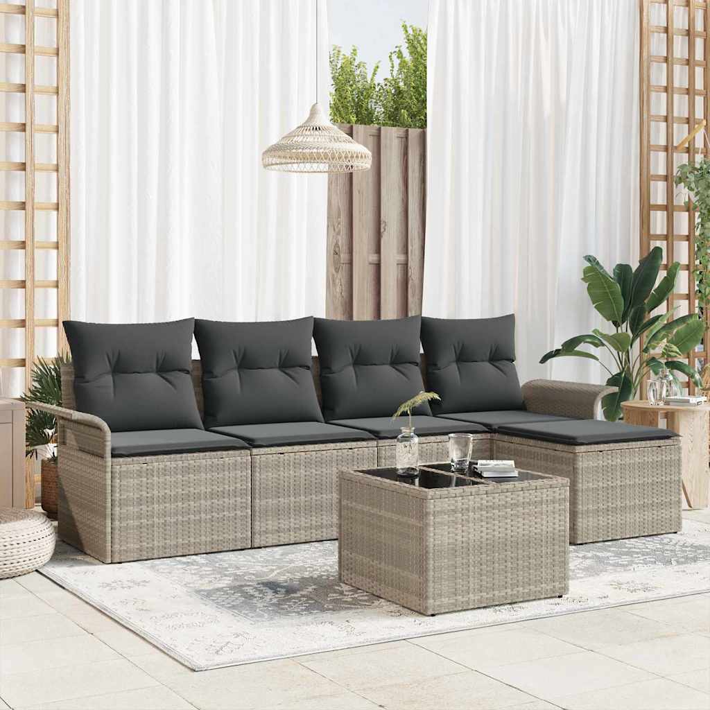 Havesofa Sæt Med Pude Med Opbevaring 6 Dele Polyrattan