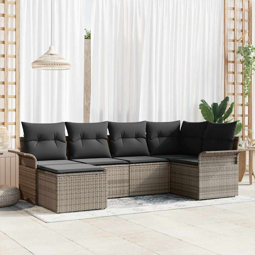 Havesofa Sæt Med Opbevaring 6 Dele Polyrattan