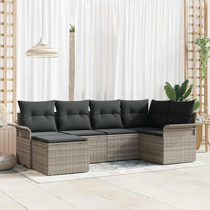 Havesofa Sæt Med Opbevaring 6 Dele Polyrattan