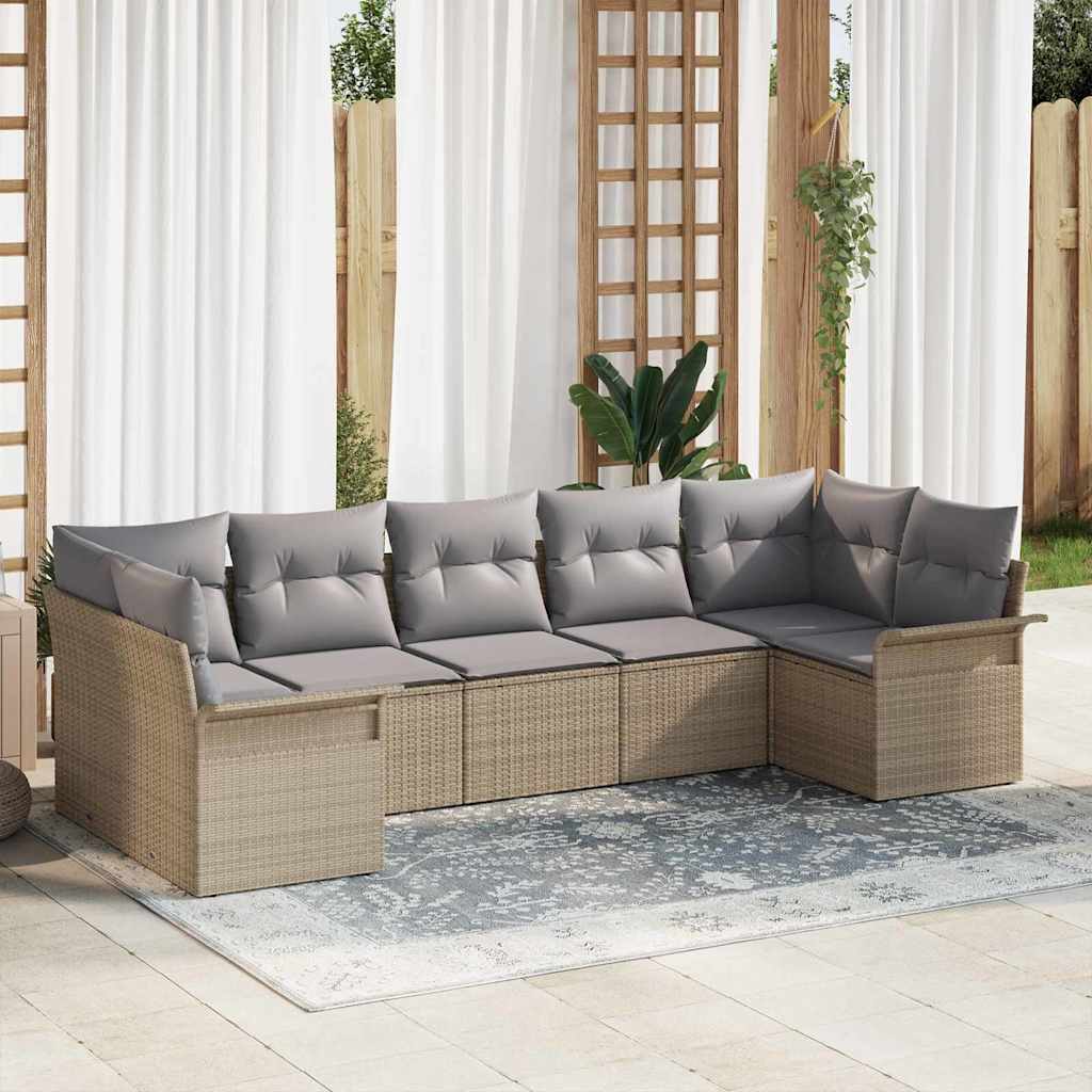 Havesofa Sæt Med Opbevaring 7 Dele Poly Rattan