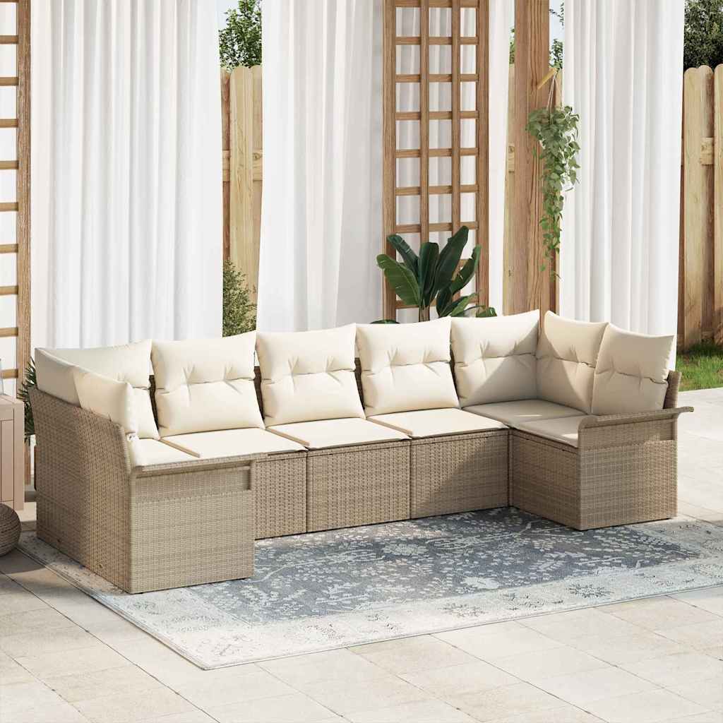 Havesofa Sæt Med Opbevaring 7 Dele Poly Rattan