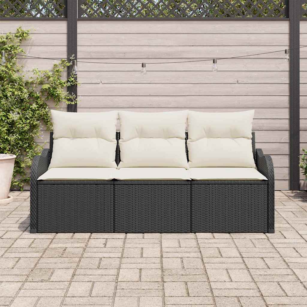 Havesofa Sæt Med Pude Med Opbevaring 3 Dele Poly Rattan - Billede 3