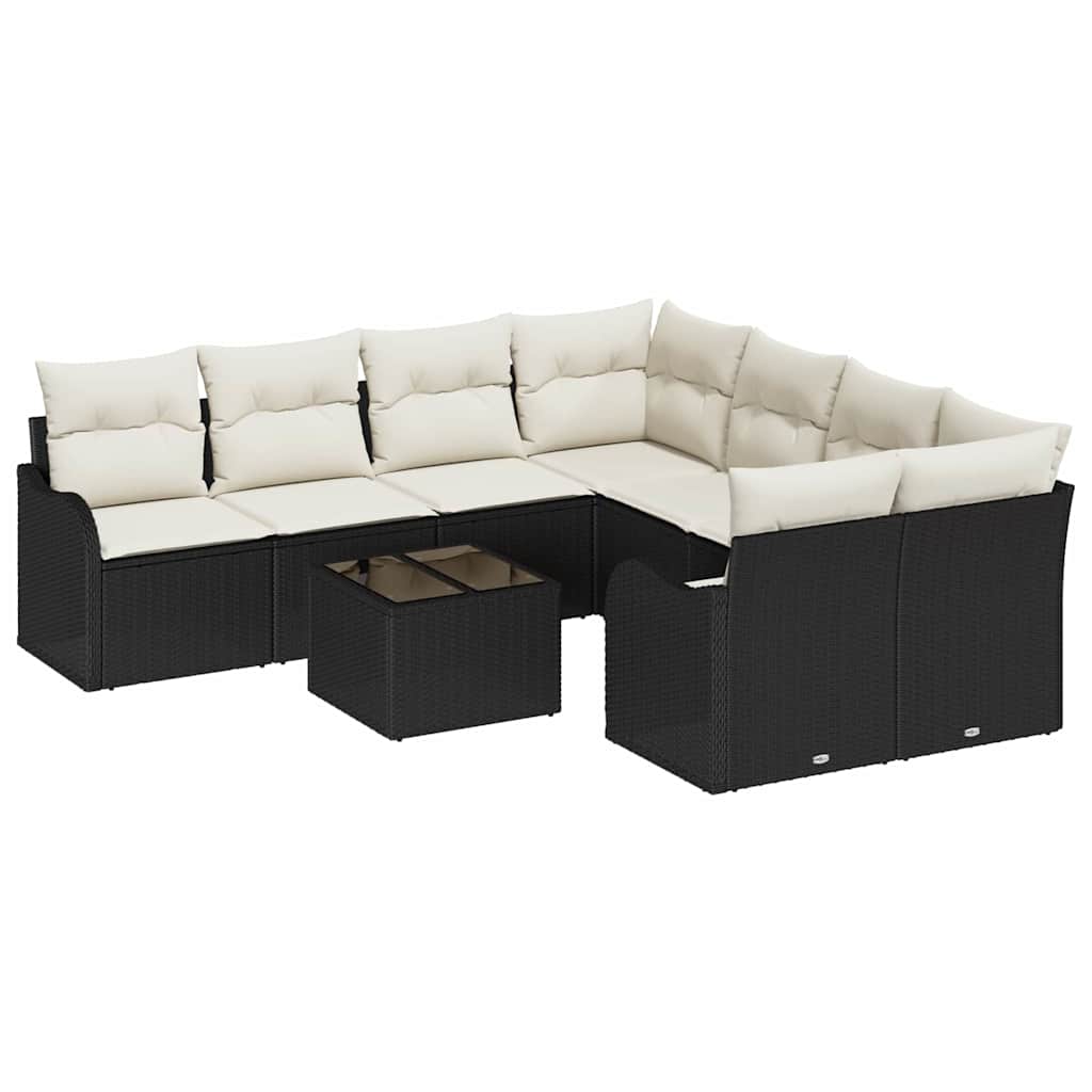 Havesofa Sæt 9 Dele Poly Rattan Og Stål Og Glas - Billede 2