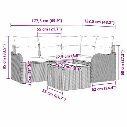 Havesofa Sæt Med Opbevaring 5 Dele Polyrattan - Billede 13