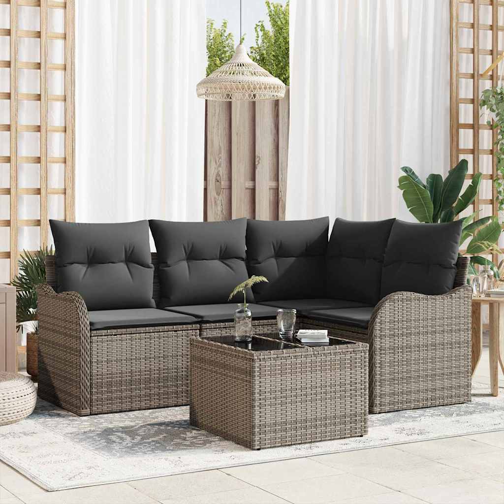 Havesofa Sæt Med Opbevaring 5 Dele Polyrattan