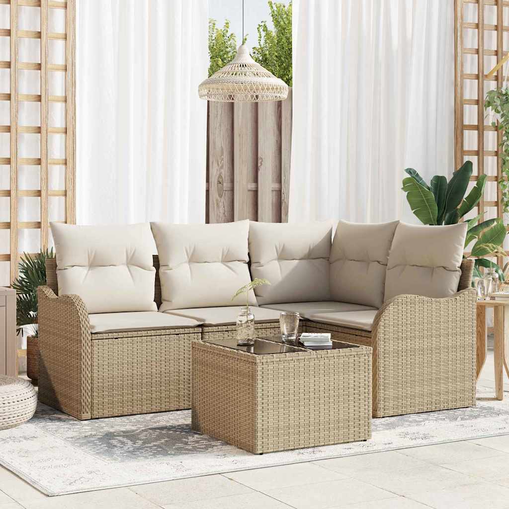 Havesofa Sæt Med Opbevaring 5 Dele Polyrattan