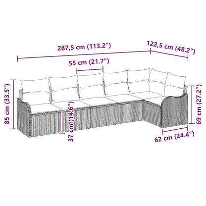 Havesofa Sæt 6 Stk. Polyrattan - Billede 12