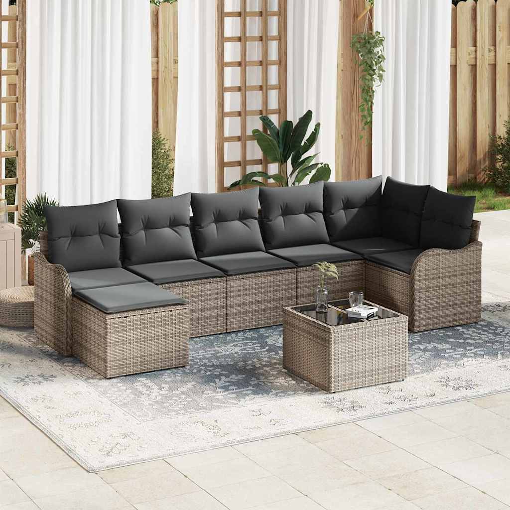 Havesofa Sæt Med Pude 8 Dele Poly Rattan