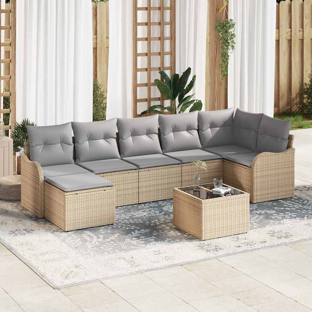 Havesofa Sæt Med Pude 8 Dele Poly Rattan