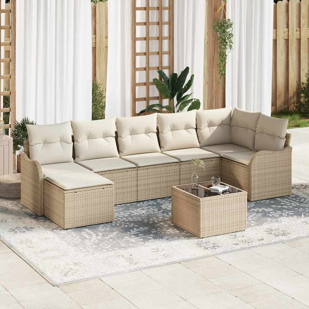 Havesofa Sæt Med Pude 8 Dele Poly Rattan