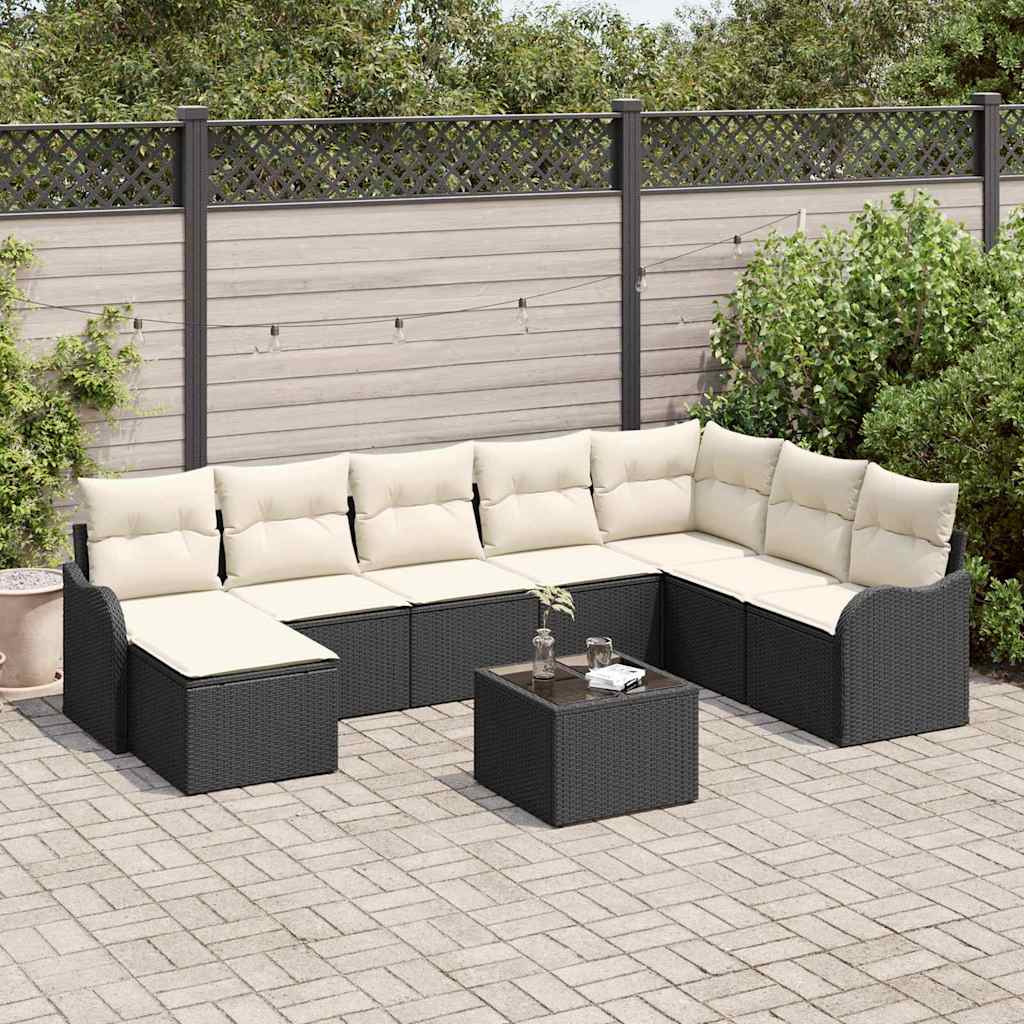 Havesofa Sæt Med Pude 9 Dele Poly Rattan - Hovedbillede
