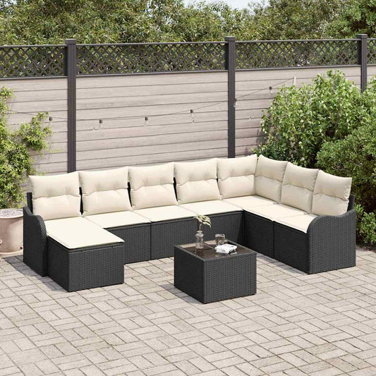 Havesofa Sæt Med Pude 9 Dele Poly Rattan - Hovedbillede