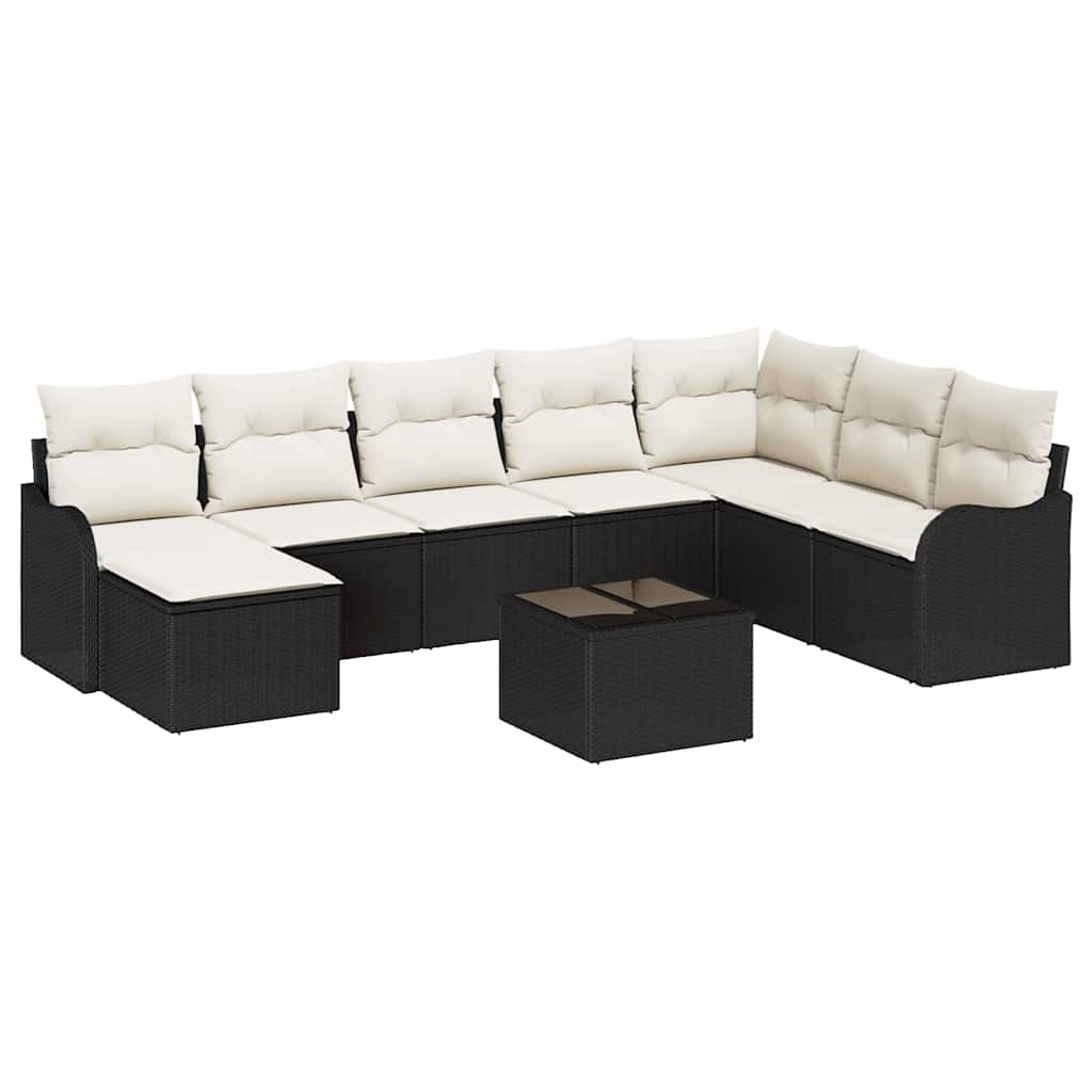 Havesofa Sæt Med Pude 9 Dele Poly Rattan - Billede 2