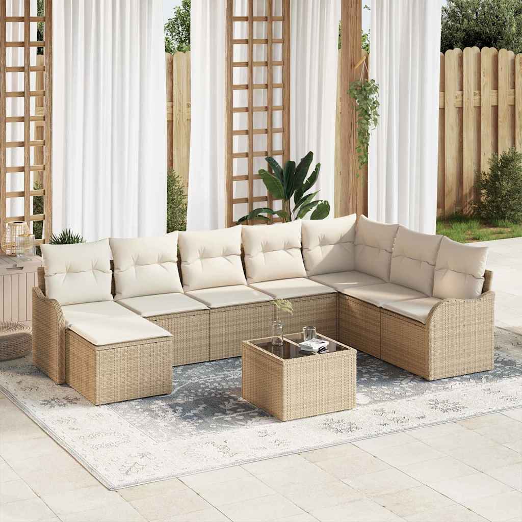 Havesofa Sæt Med Pude 9 Dele Poly Rattan