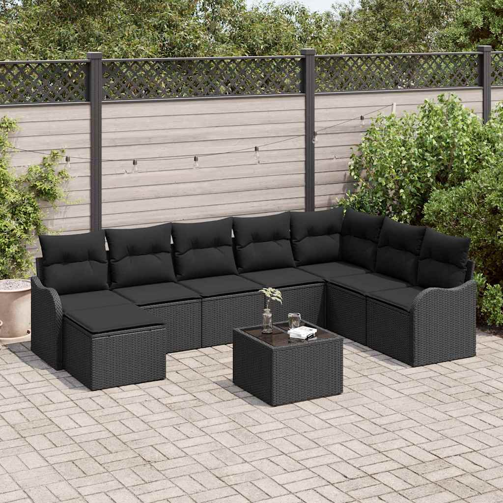 Havesofa Sæt Med Pude 9 Dele Poly Rattan