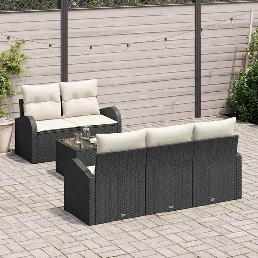 Havesofa Sæt 6 Dele Polyrattan Og Stål Og Glas - Hovedbillede