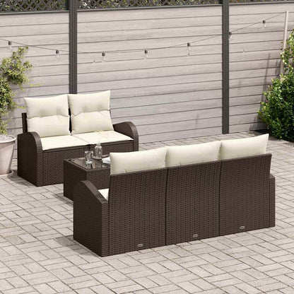 Havesofa Sæt 6 Dele Polyrattan Og Stål Og Glas