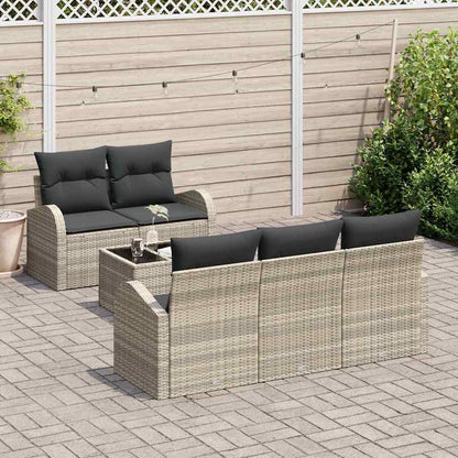 Havesofa Sæt 6 Dele Polyrattan Og Stål Og Glas