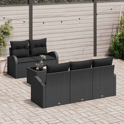 Havesofa Sæt 6 Dele Polyrattan Og Stål Og Glas