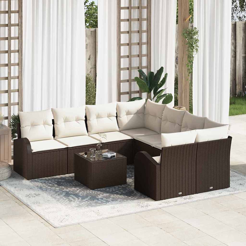 Sofa Sæt Med Pude Med Opbevaring 9 Dele Polyrattan - Variant 3354647