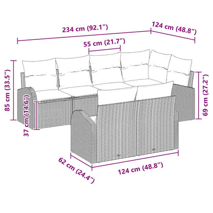 Havesofa Sæt Med Pude 7 Dele Polyrattan - Billede 15