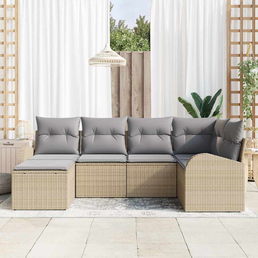 Sofa Sæt Med Pude Med Opbevaring 6 Dele Polyrattan