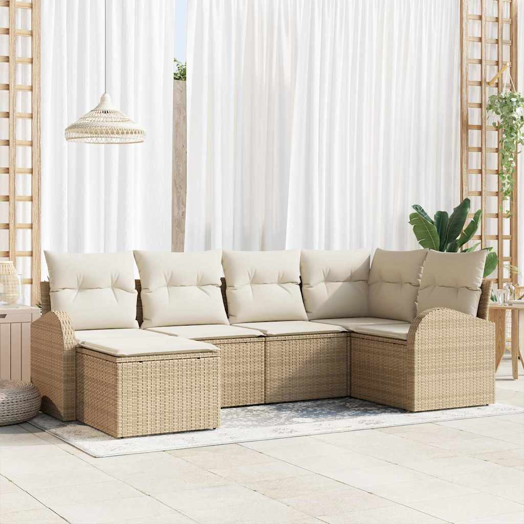 Sofa Sæt Med Pude Med Opbevaring 6 Dele Polyrattan