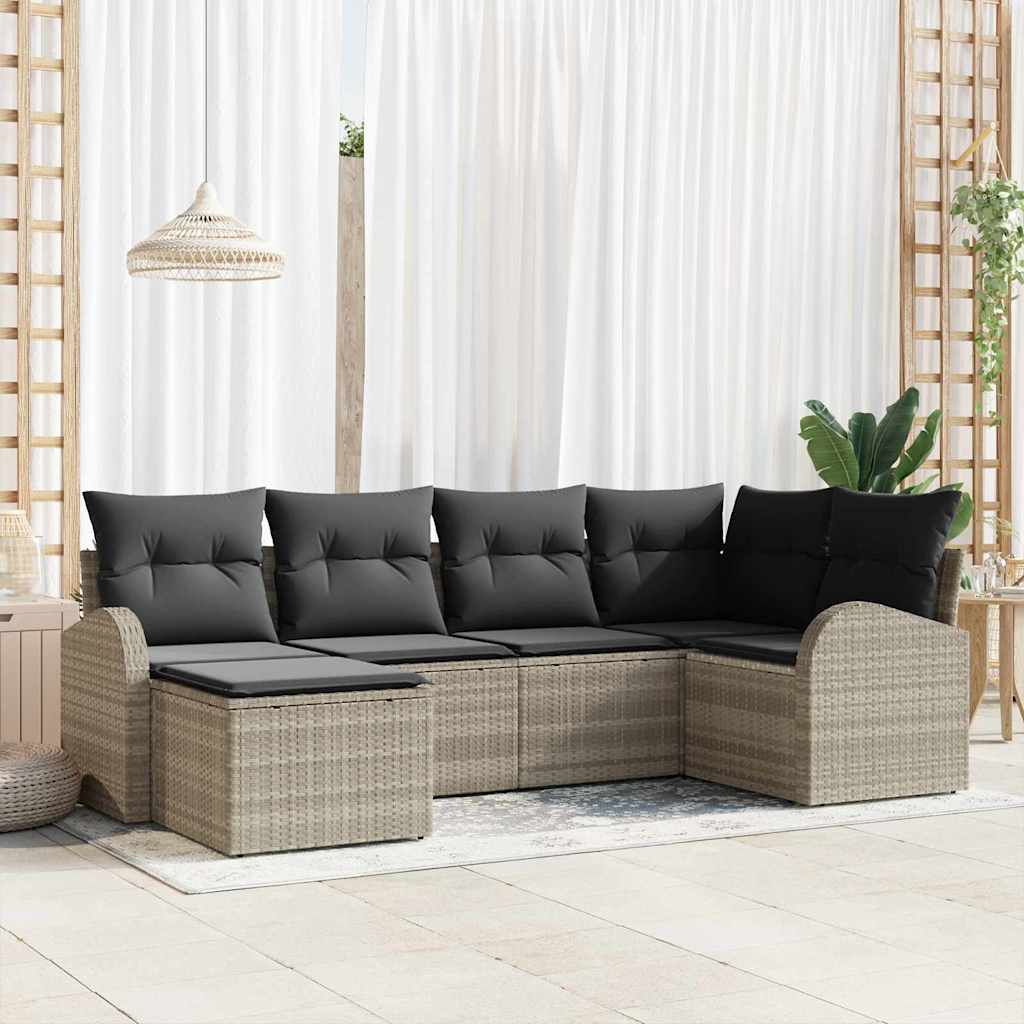 Sofa Sæt Med Pude Med Opbevaring 6 Dele Polyrattan