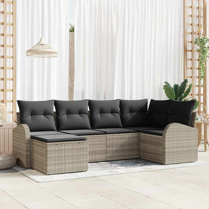Sofa Sæt Med Pude Med Opbevaring 6 Dele Polyrattan