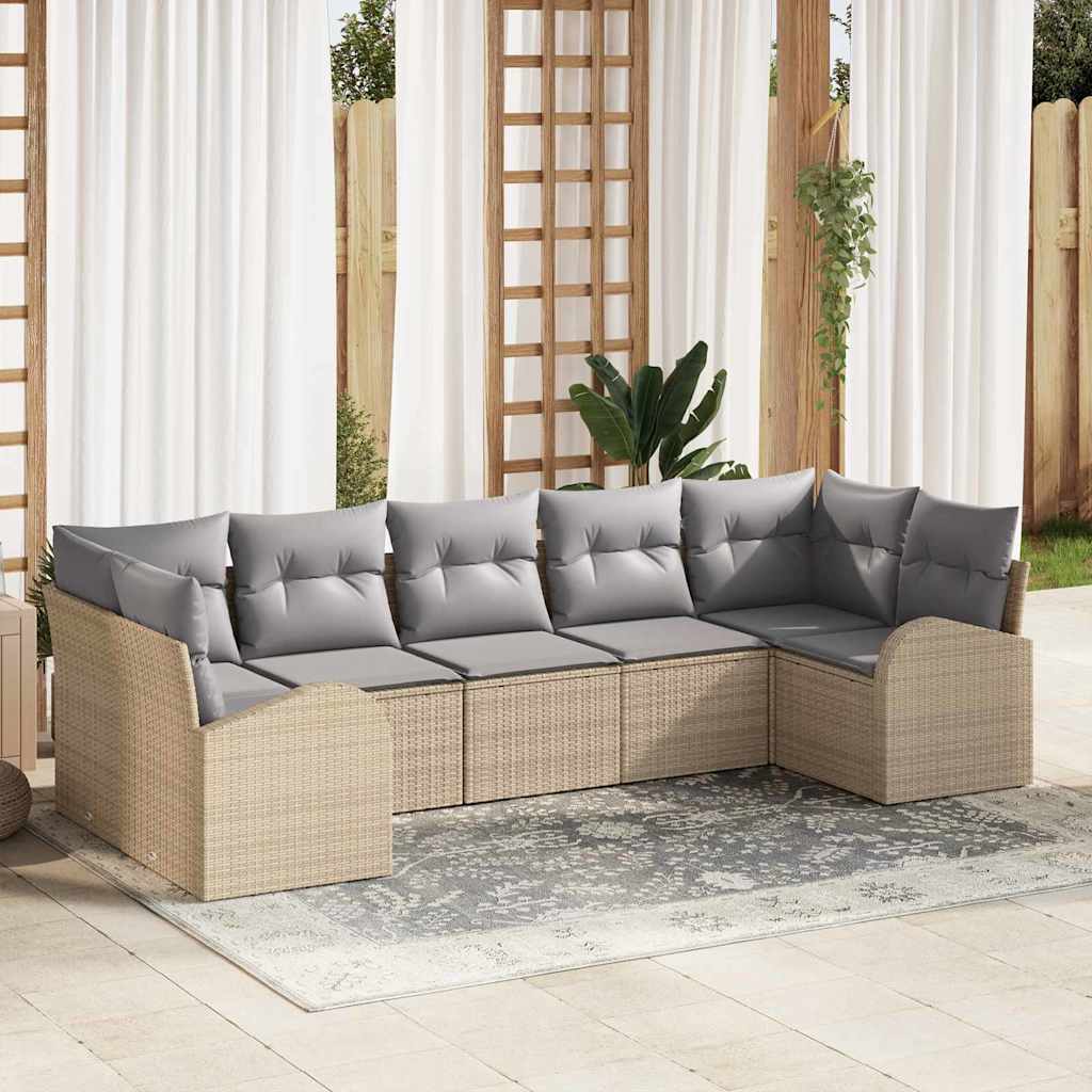 Havesofa Sæt Med Pude 7 Dele Polyrattan