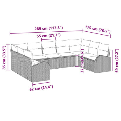 Havesofa Sæt Med Pude 9 Dele Polyrattan - Billede 15