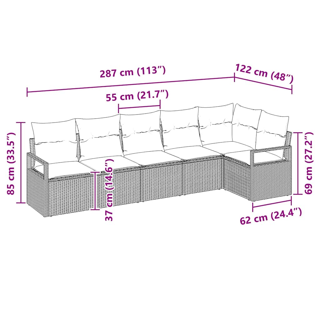 Havesofa Sæt 6 Stk. Polyrattan - Billede 12