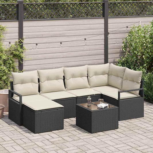 Sofa Sæt Med Pude Med Opbevaring 7 Dele Polyrattan - Hovedbillede