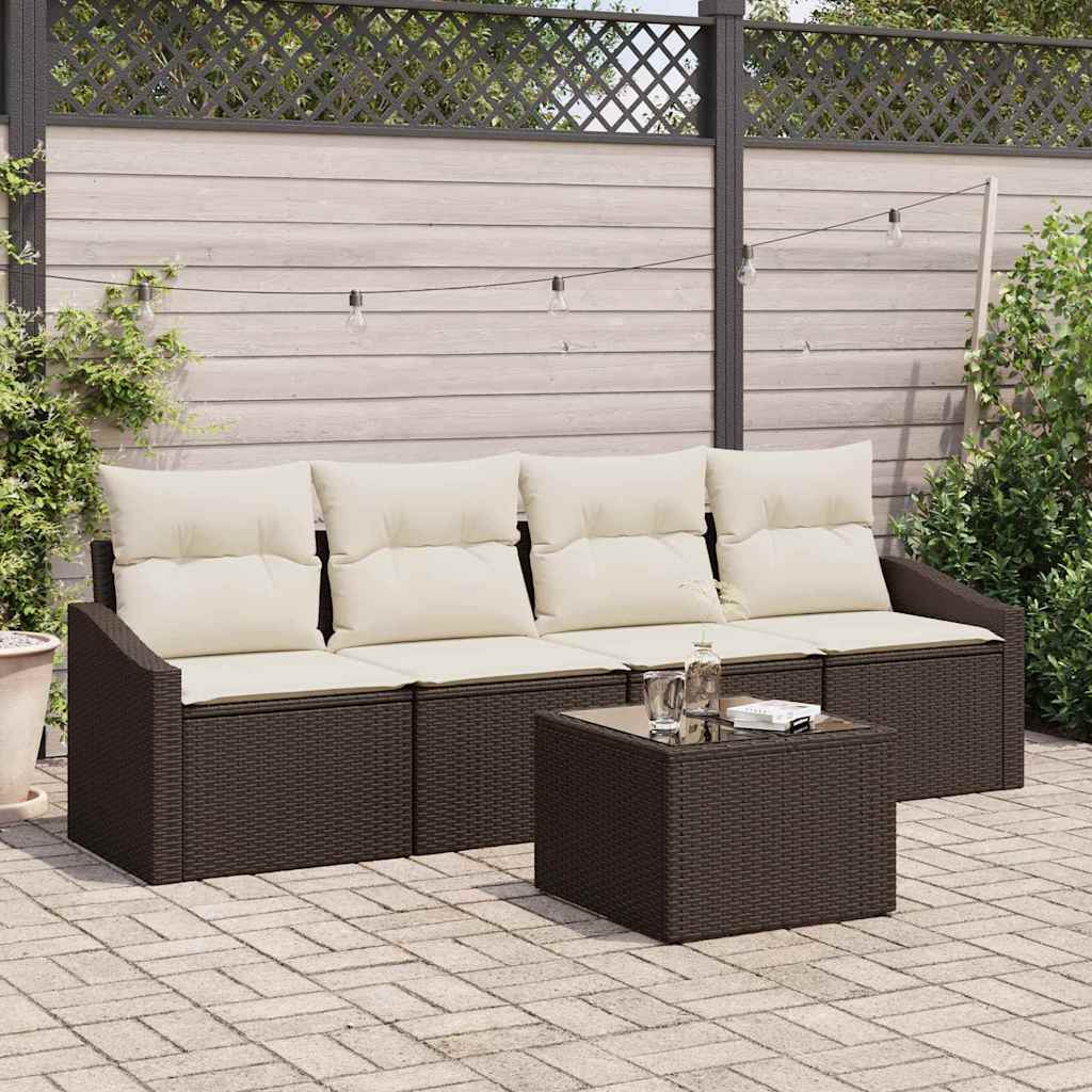 Sofa Sæt Med Pude Med Opbevaring 5 Dele Polyrattan
