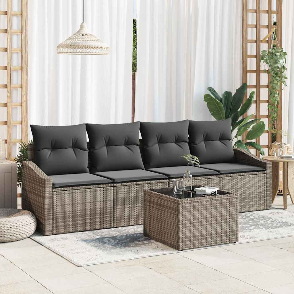 Sofa Sæt Med Pude Med Opbevaring 5 Dele Polyrattan
