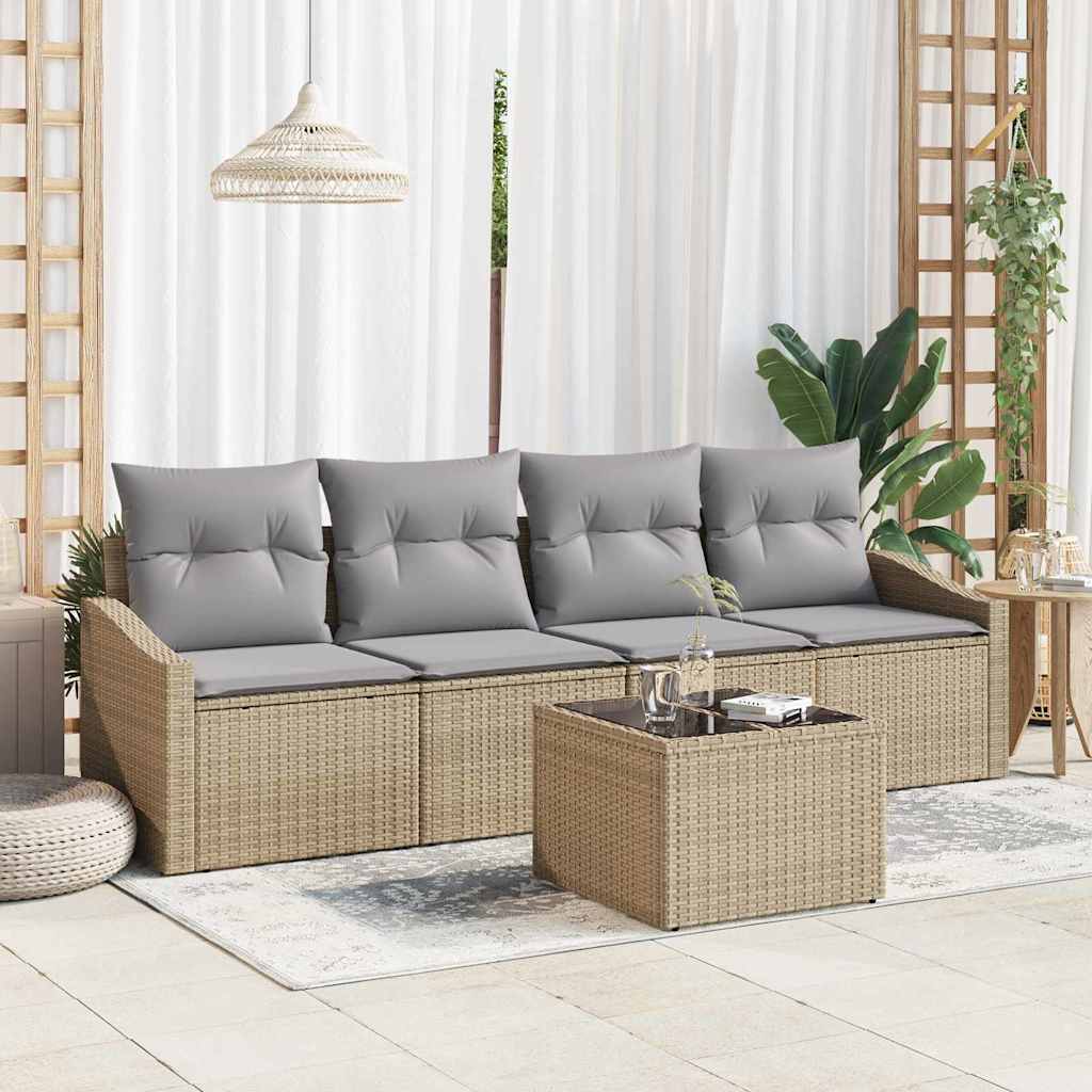Sofa Sæt Med Pude Med Opbevaring 5 Dele Polyrattan