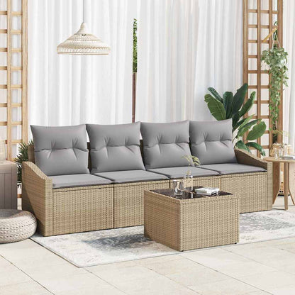 Sofa Sæt Med Pude Med Opbevaring 5 Dele Polyrattan