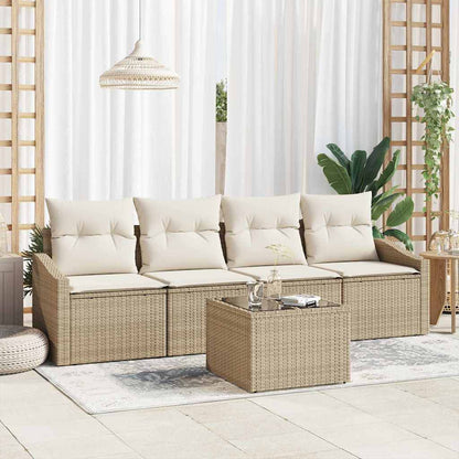 Sofa Sæt Med Pude Med Opbevaring 5 Dele Polyrattan