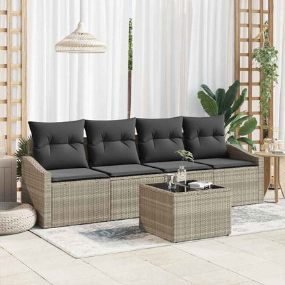 Sofa Sæt Med Pude Med Opbevaring 5 Dele Polyrattan