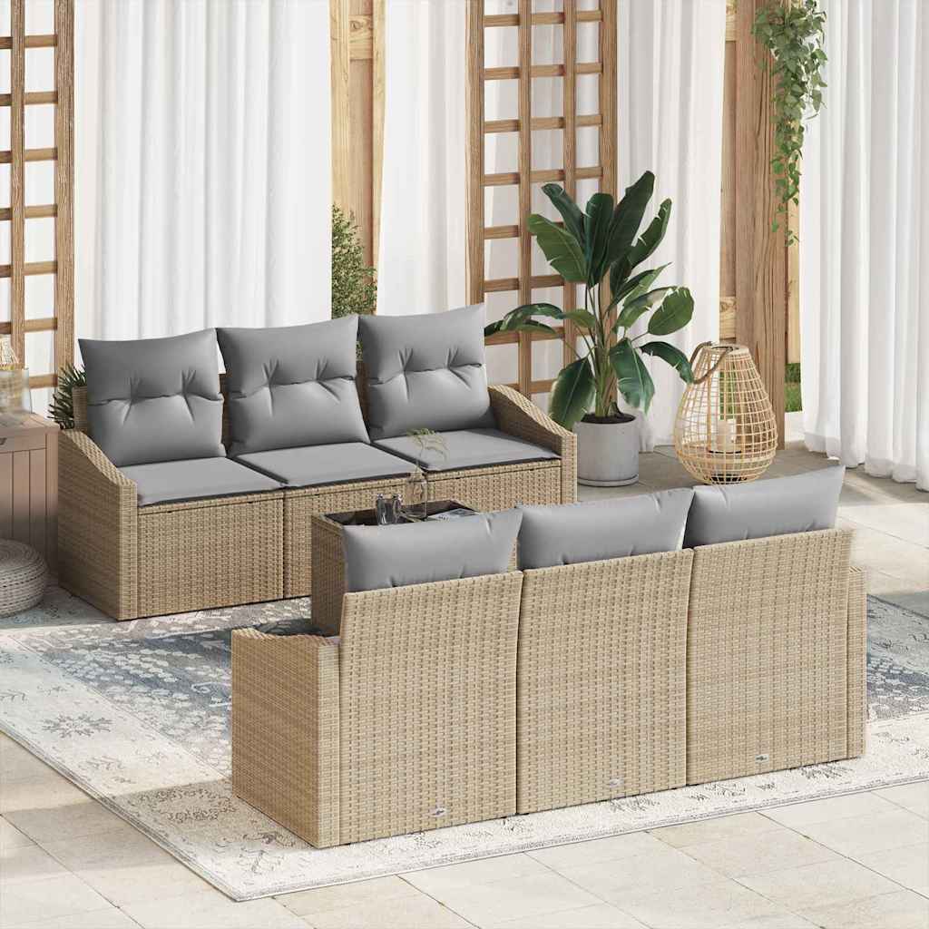 Sofa Sæt Med Pude Med Opbevaring 7 Dele Polyrattan