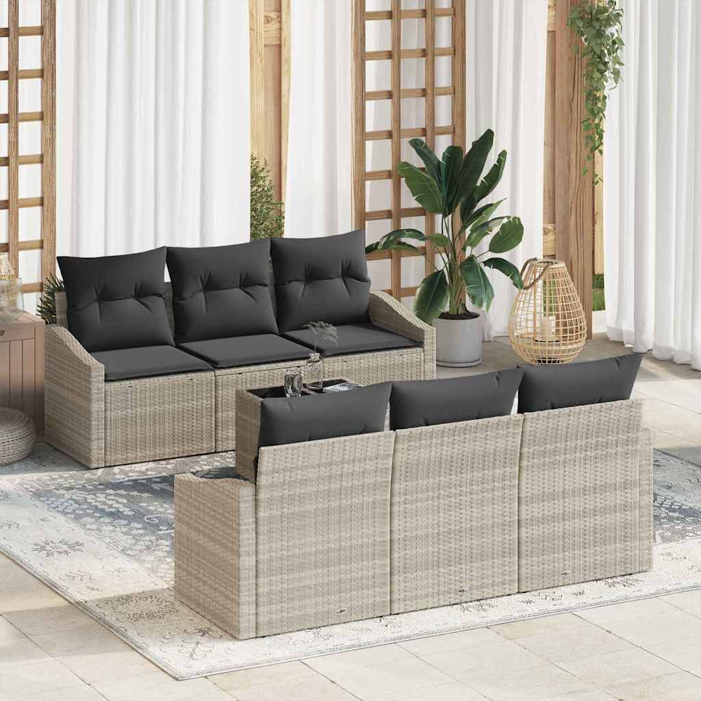 Sofa Sæt Med Pude Med Opbevaring 7 Dele Polyrattan